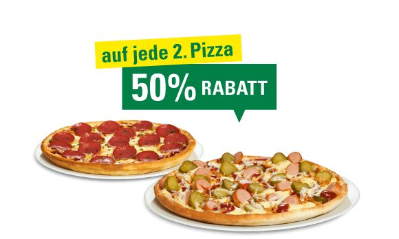 Produktbild 50% Rabatt auf jede 2. Pizza